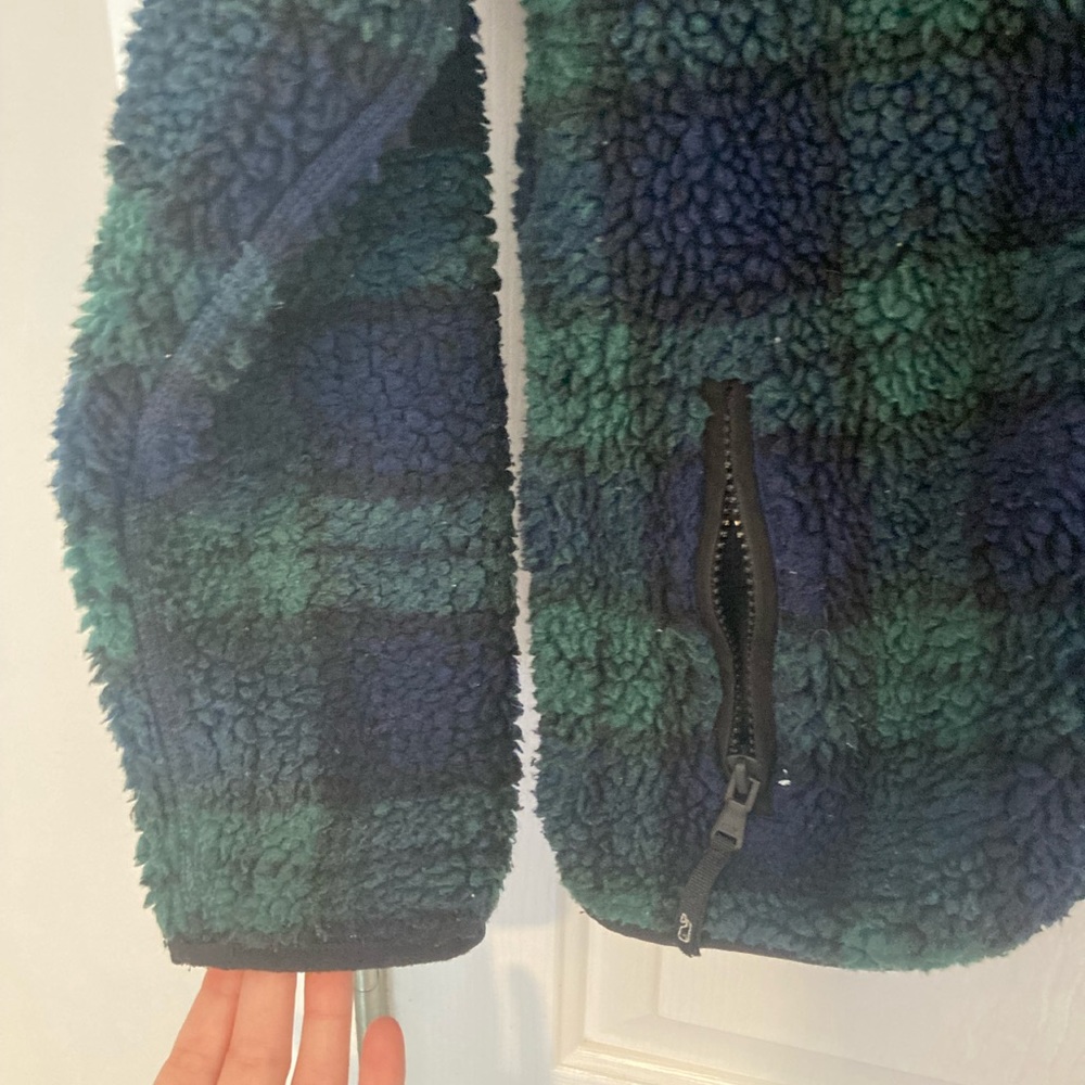 Vineyard Vines Kids Plaid Fleece Jacket - Green and Blue - Picture 7 of 7